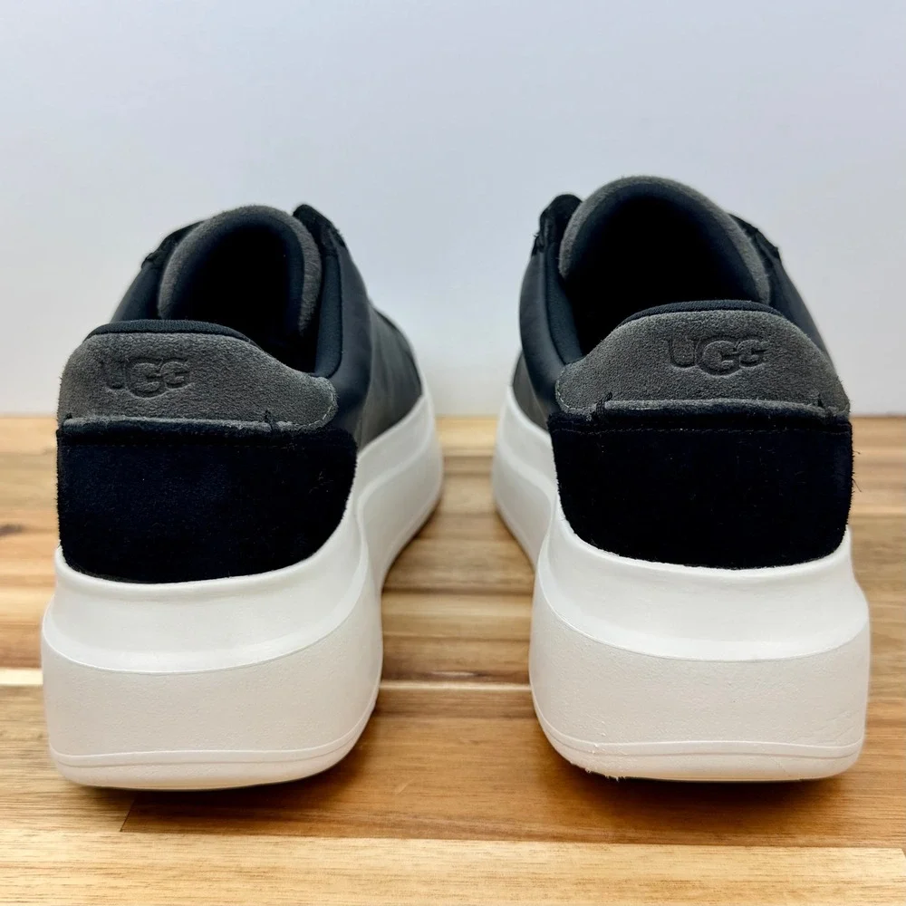 UGG Scape Lace Womens Black Leather Platform Sneakers Size 10